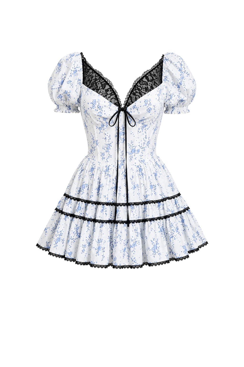 Mini Corset Cotton Dress with Short Sleeves
