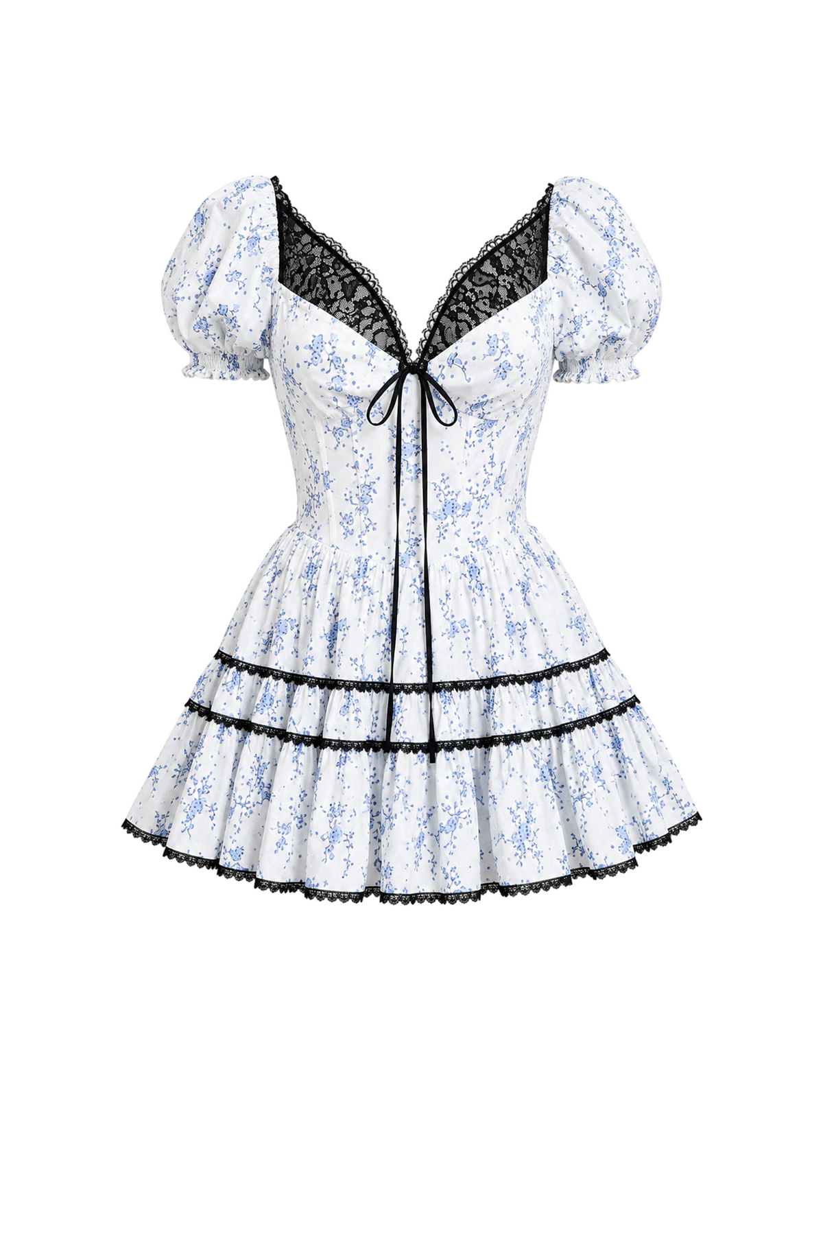 Mini Corset Cotton Dress with Short Sleeves
