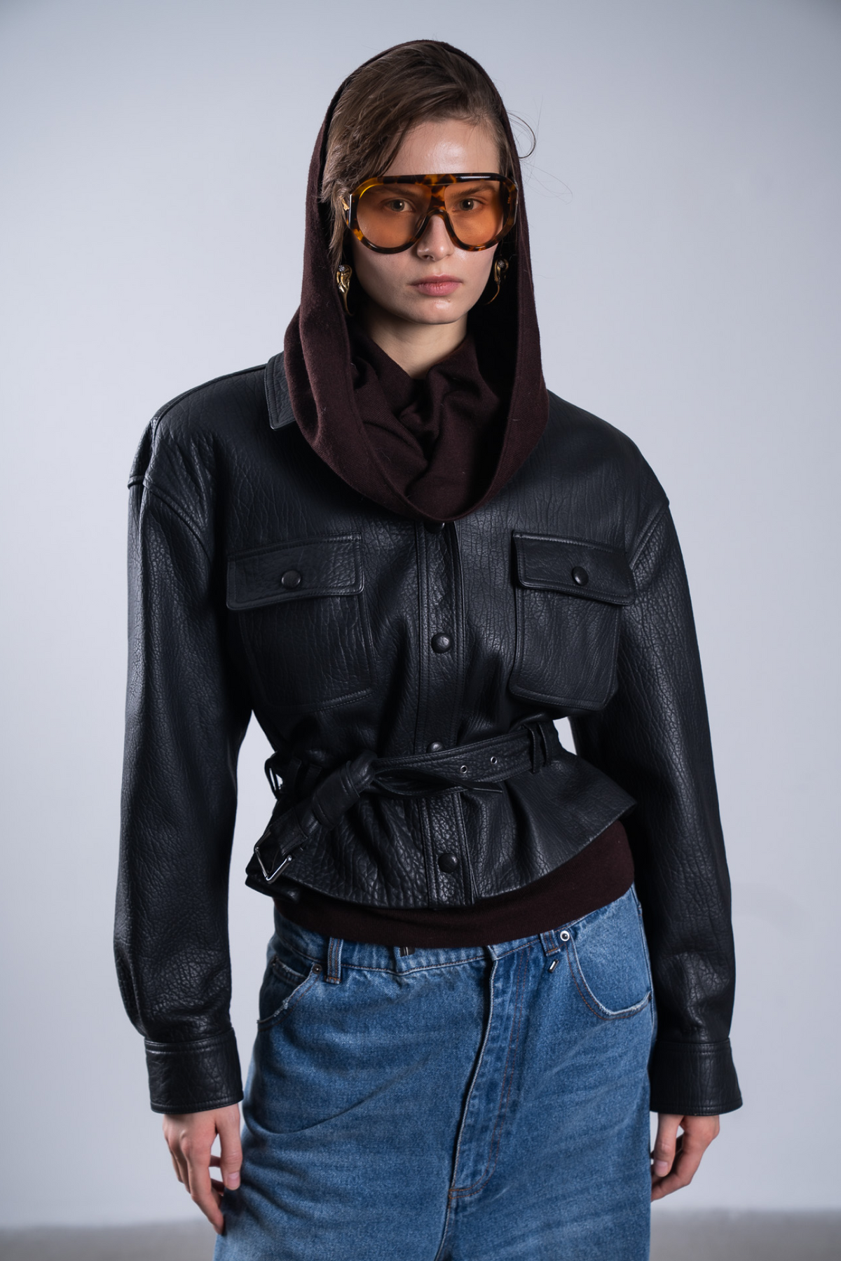 Leather Jacket with Belt