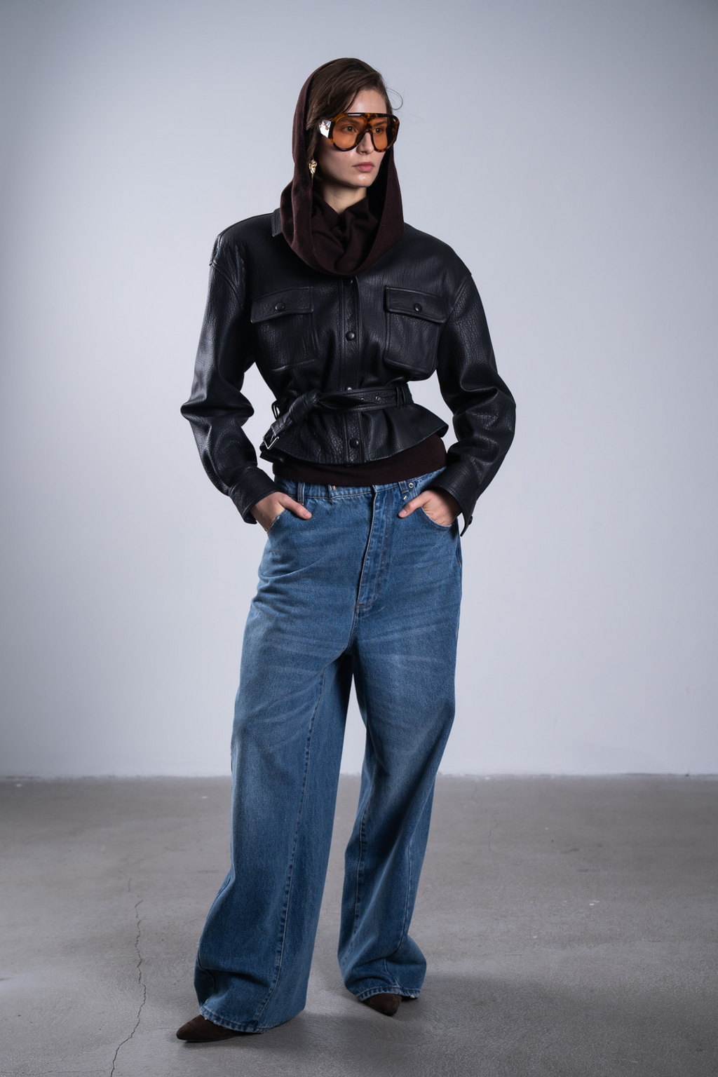 Leather Jacket with Belt