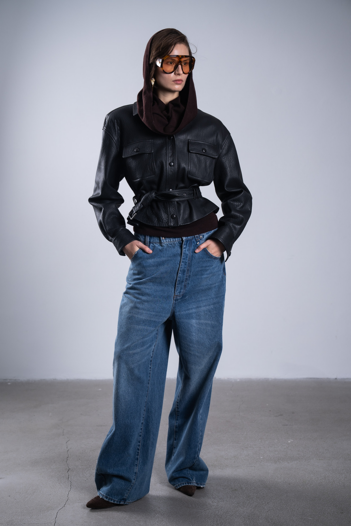 Leather Jacket with Belt