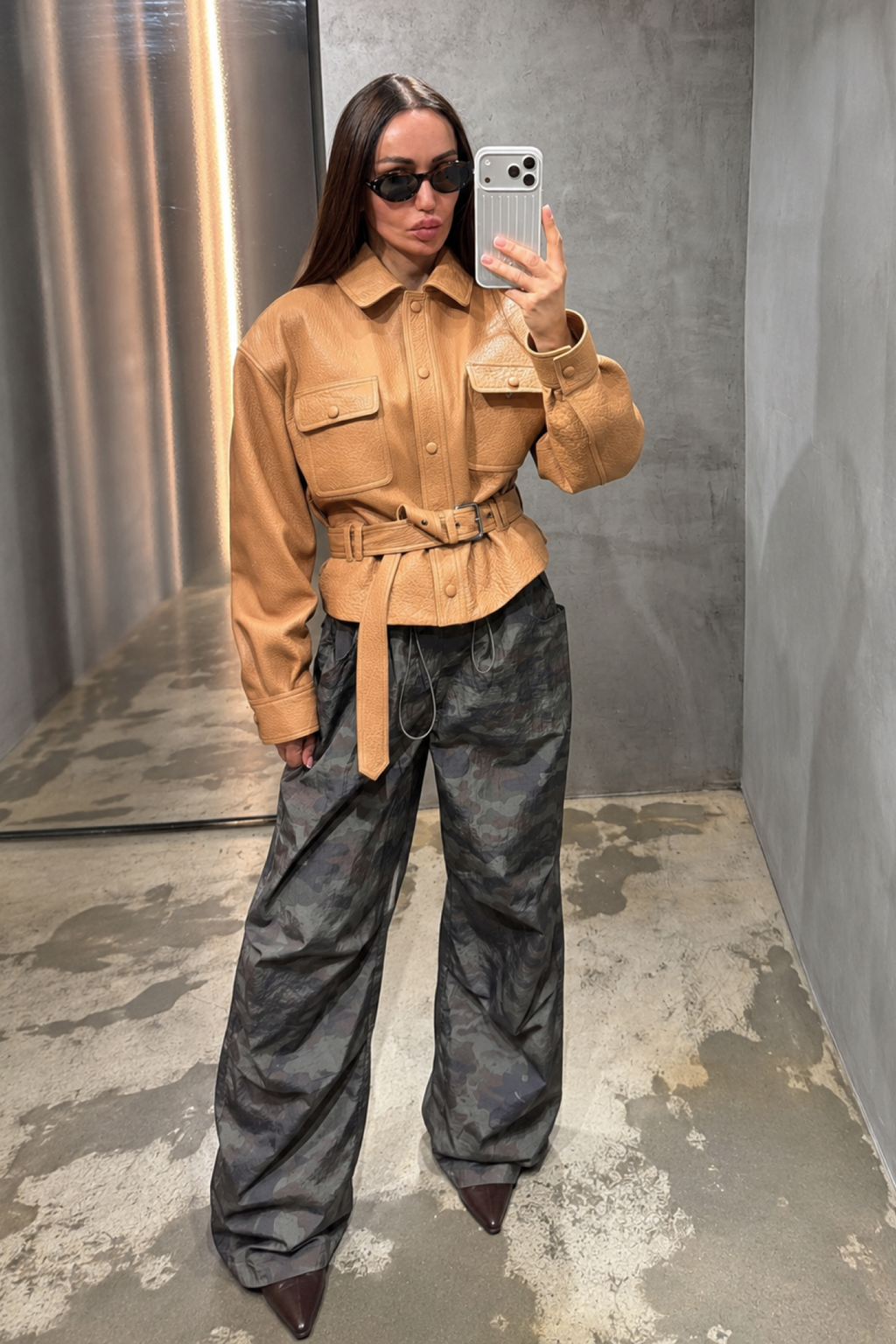 Leather Jacket with Belt