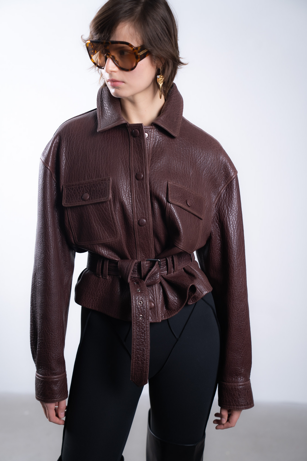 Leather Jacket with Belt