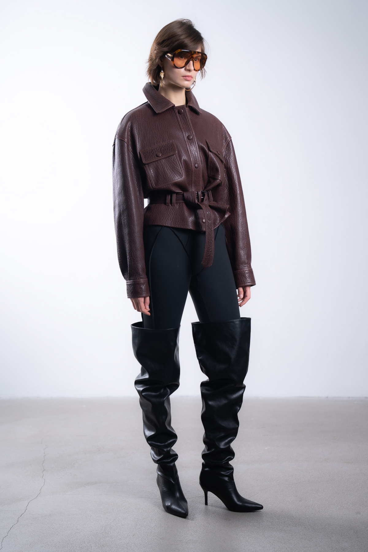 Leather Jacket with Belt