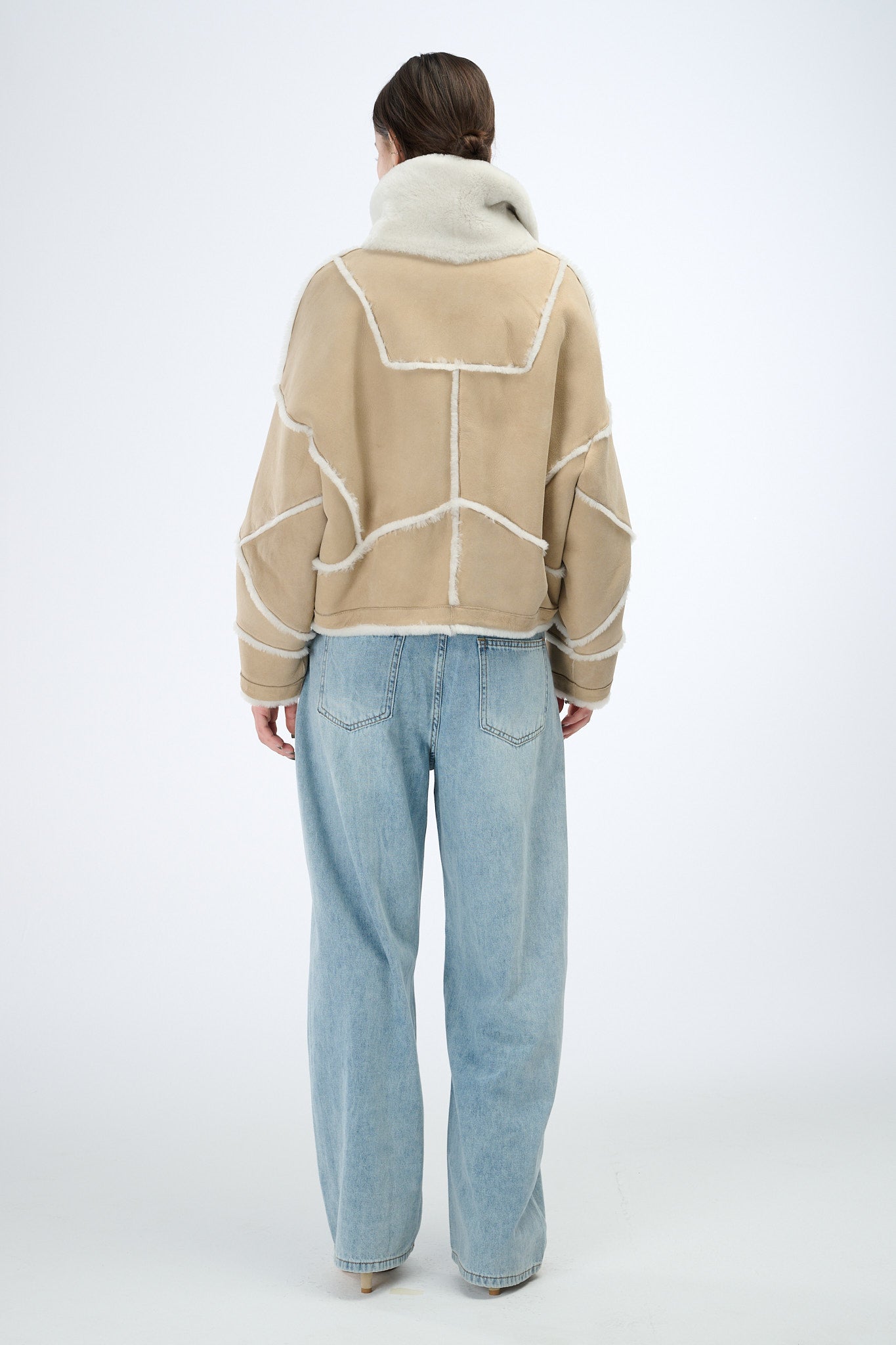 Shearling Reversible Beige Jacket 60 cm
