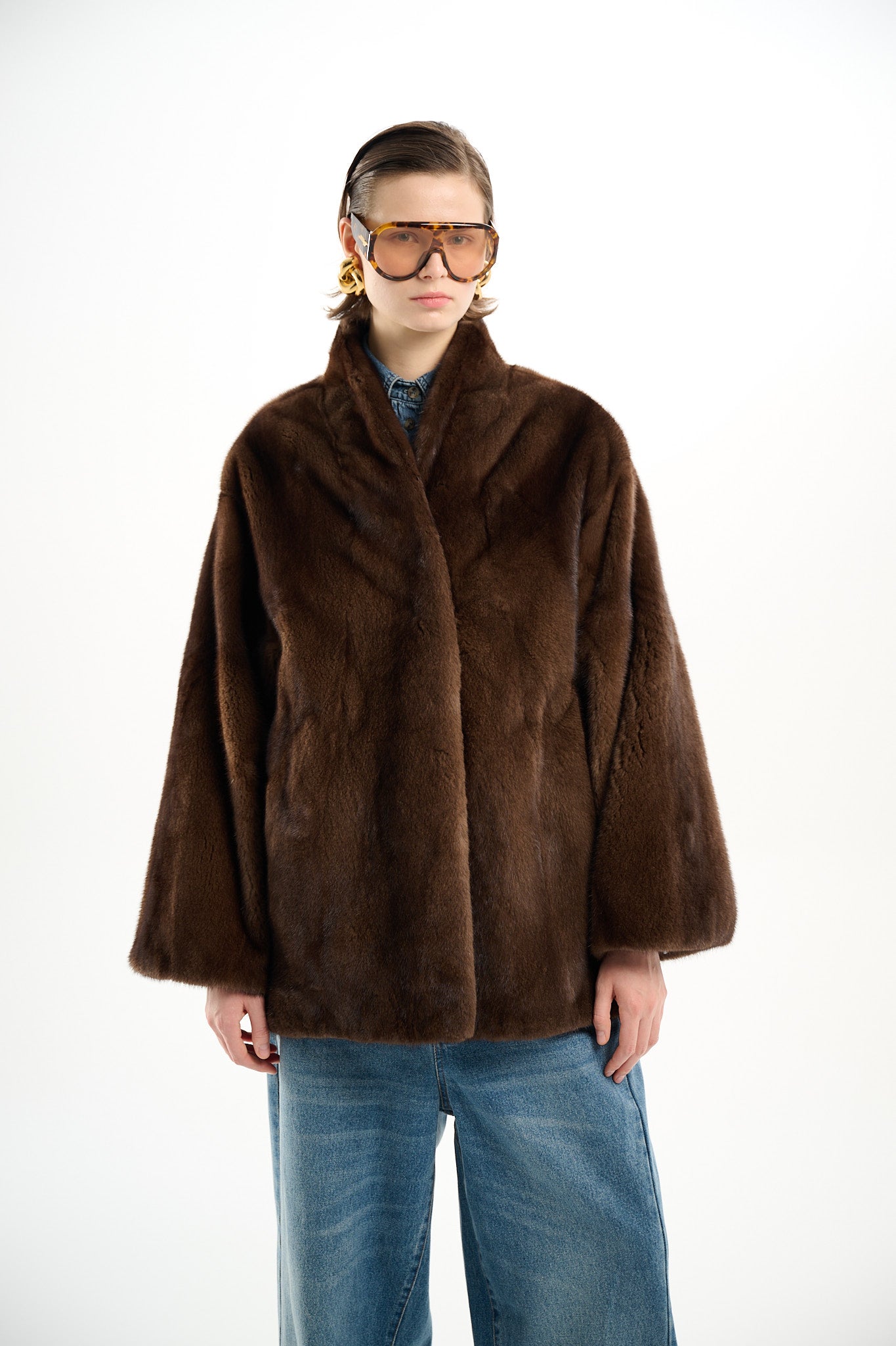 Kimono Scanbrown Mink Jacket 70 cm