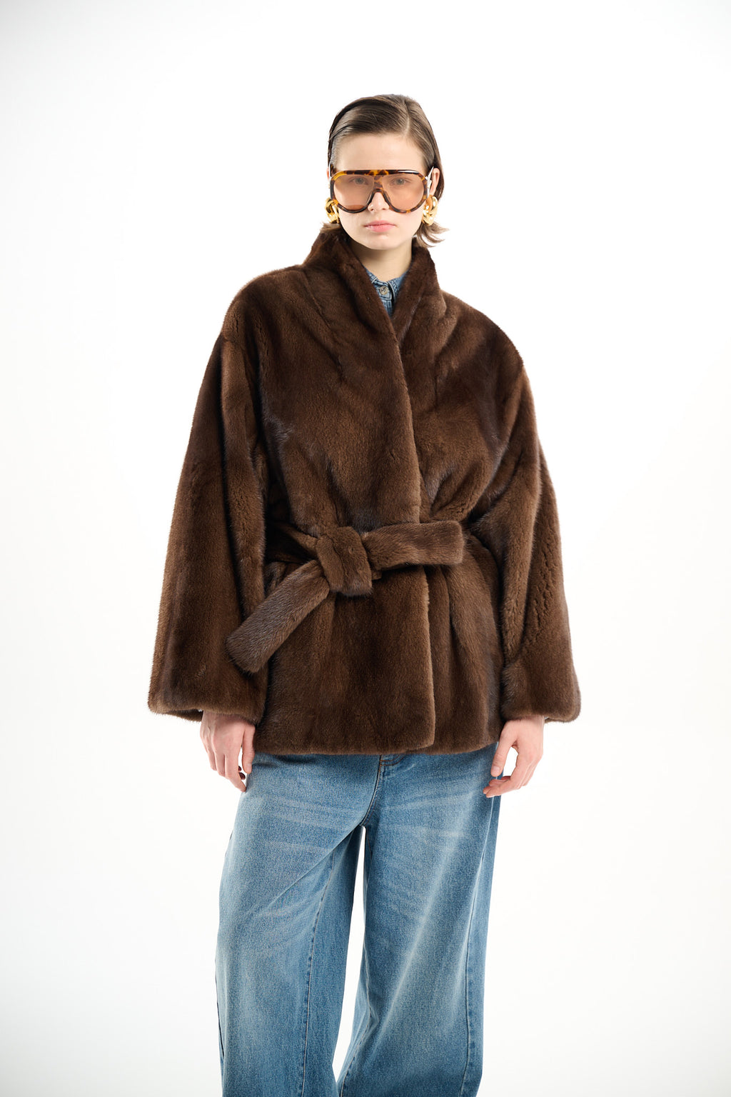 Kimono Scanbrown Mink Jacket 70 cm