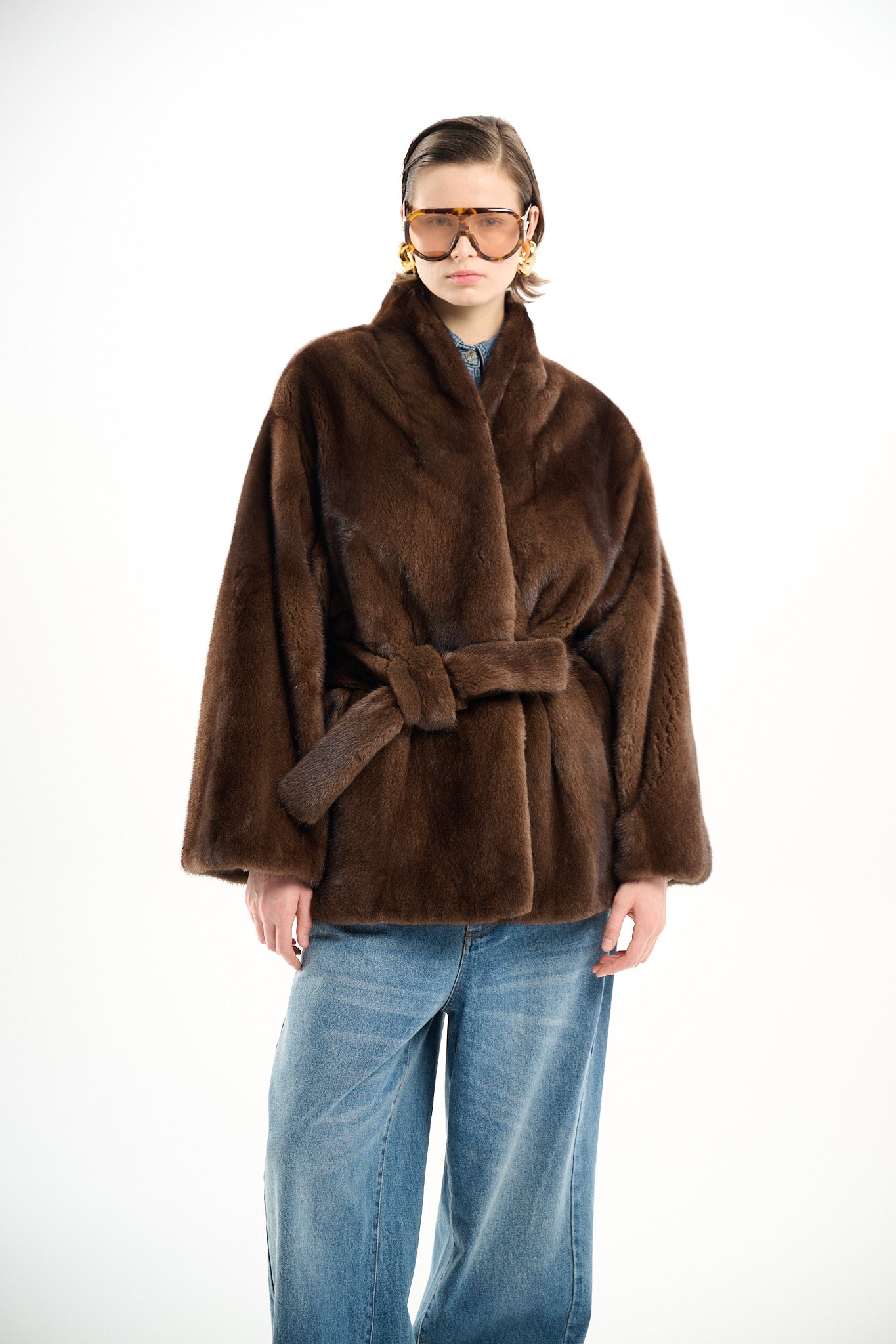 Kimono Scanbrown Mink Jacket 70 cm
