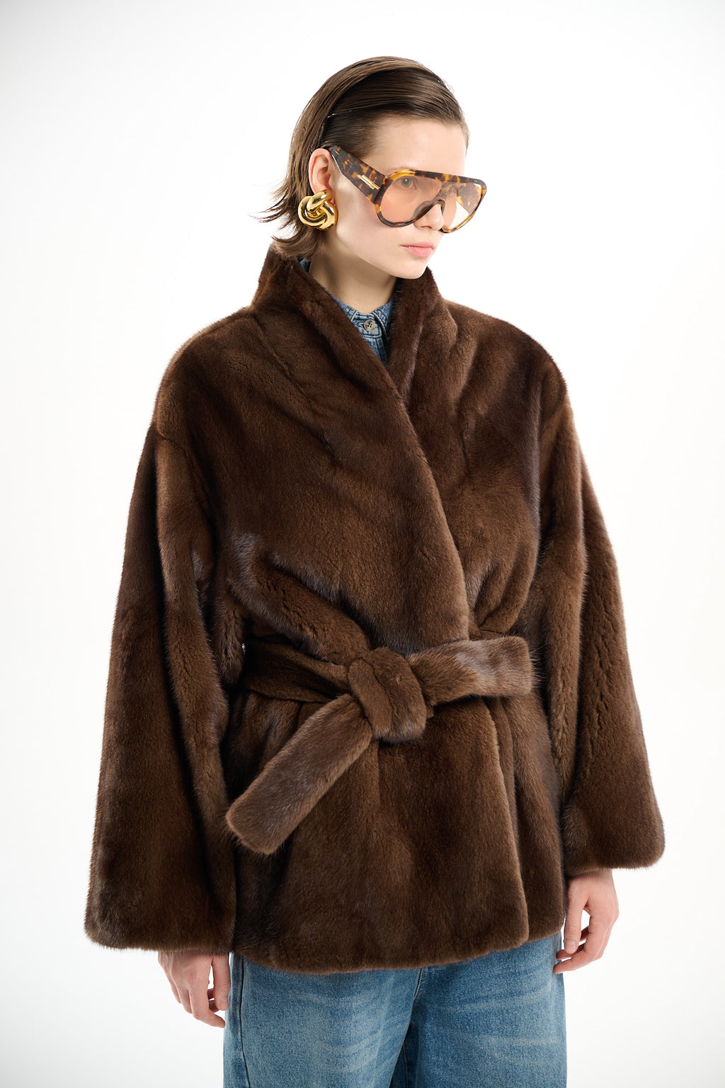 Kimono Scanbrown Mink Jacket 70 cm