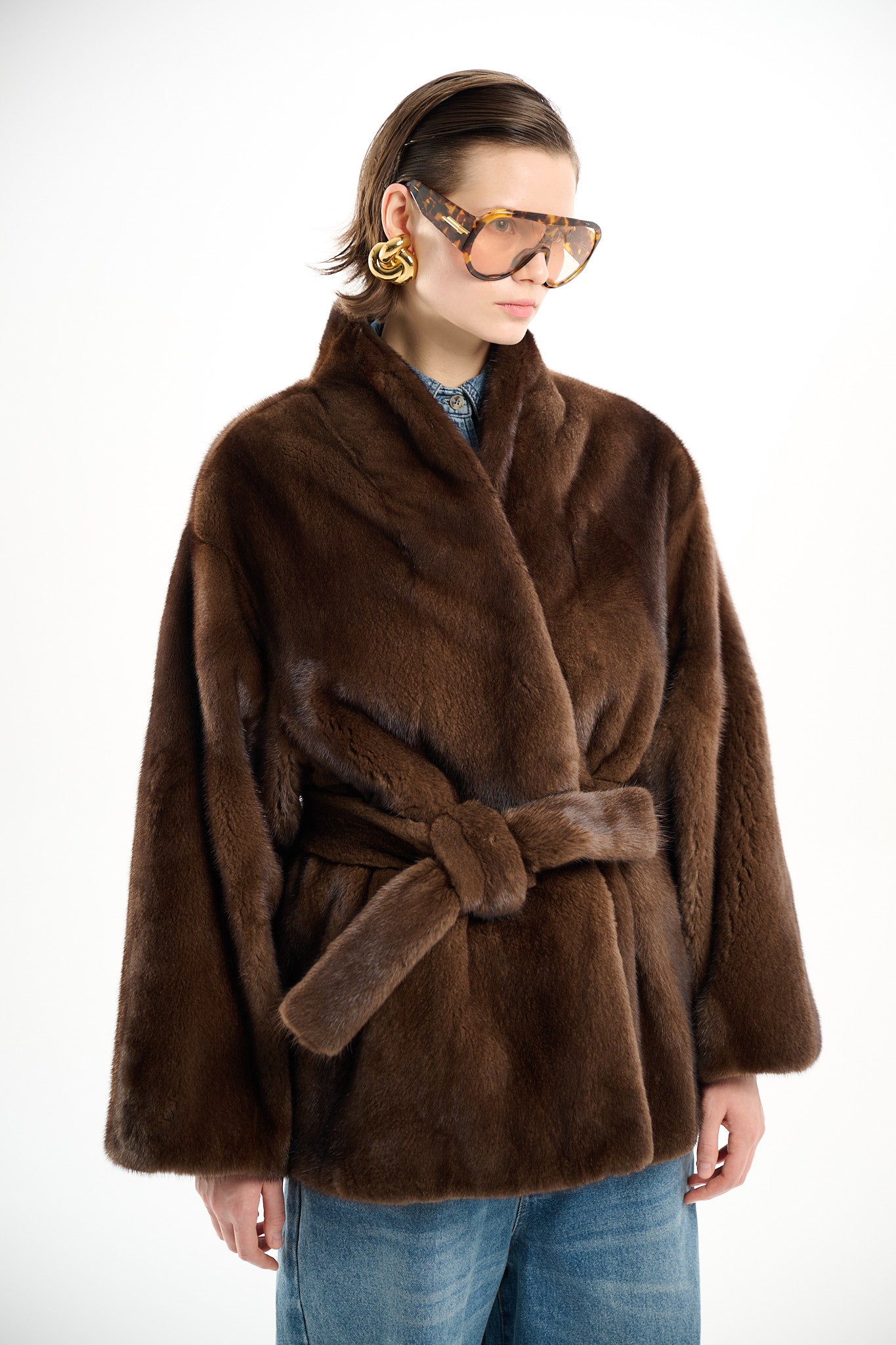 Kimono Scanbrown Mink Jacket 70 cm