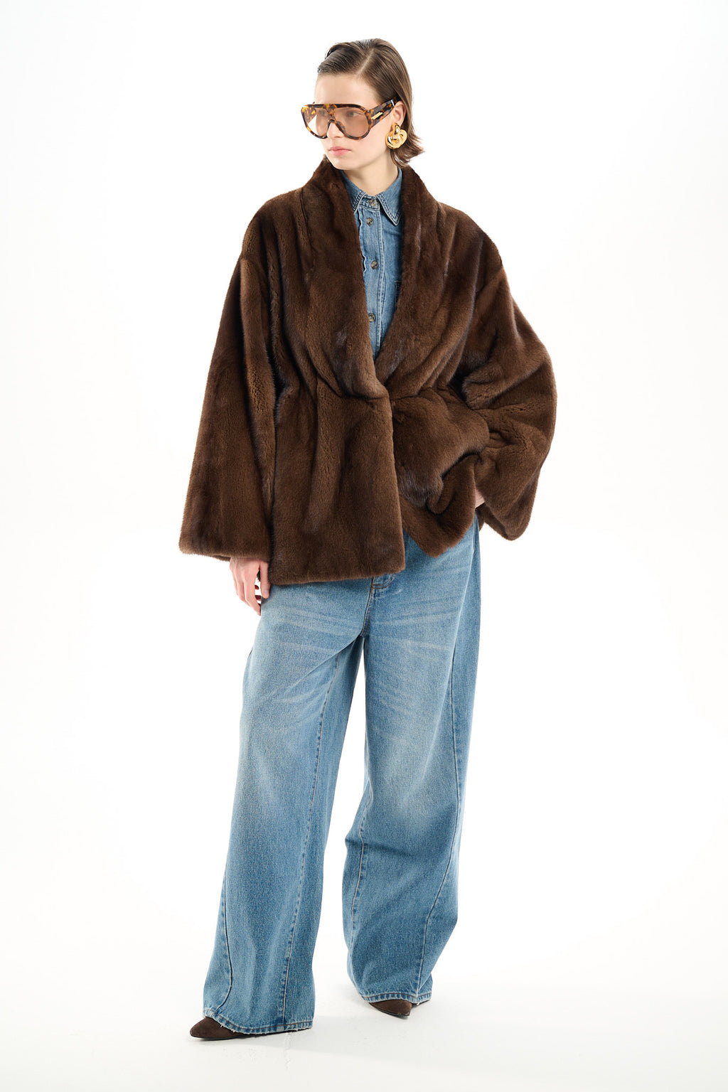 Kimono Scanbrown Mink Jacket 70 cm