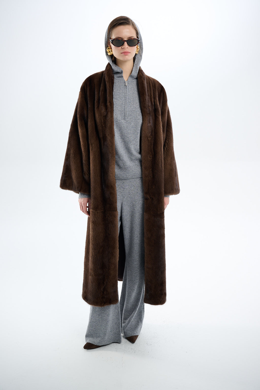 Kimono Long Pastel Mink Coat 135 cm