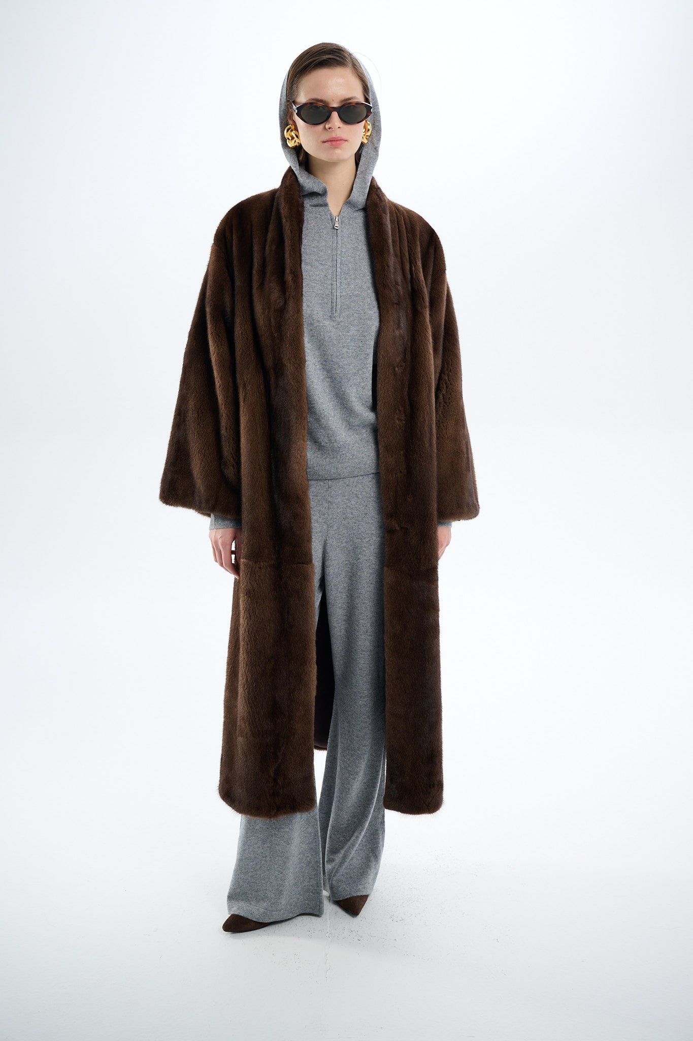 Kimono Long Pastel Mink Coat 135 cm