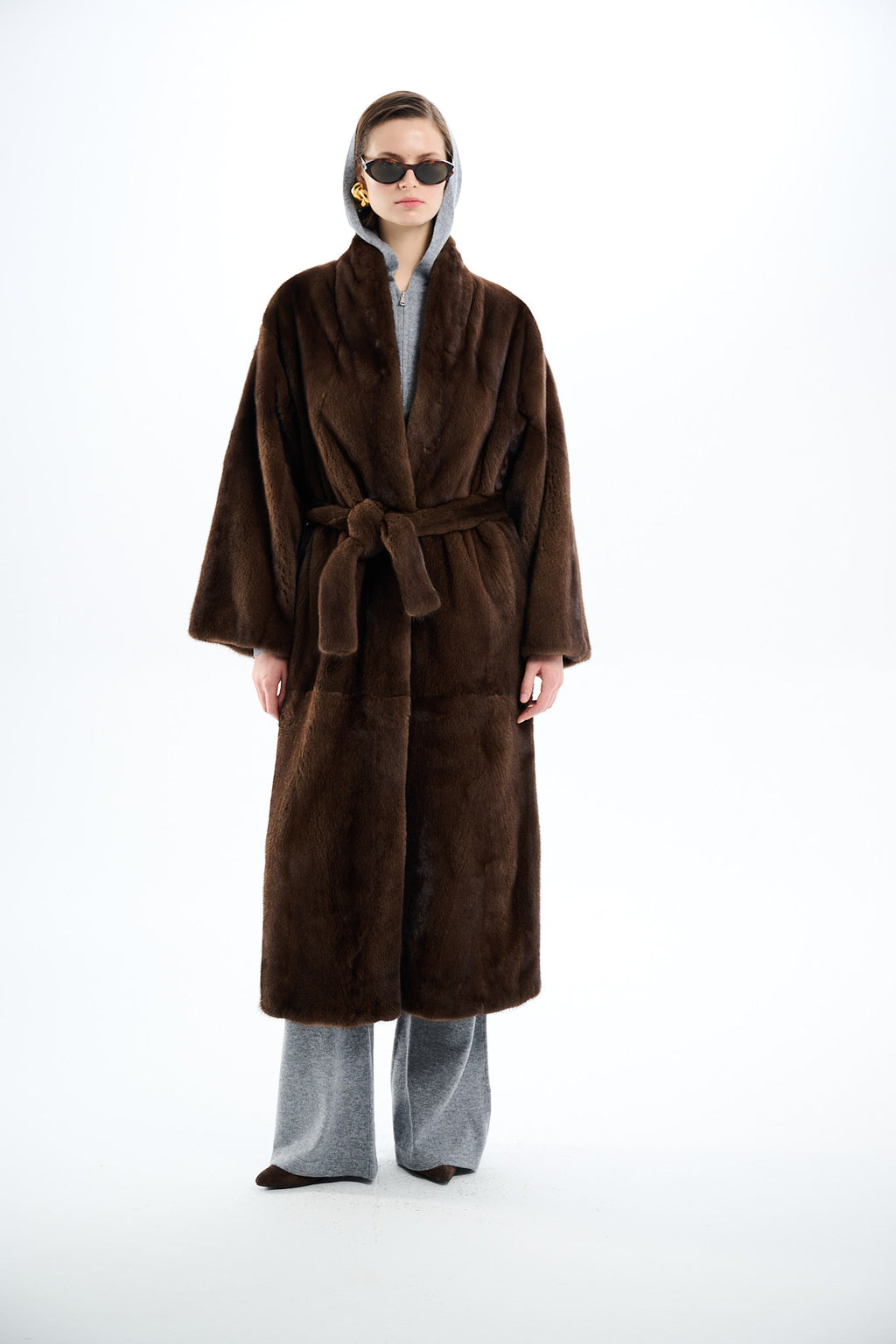 Kimono Long Pastel Mink Coat 135 cm