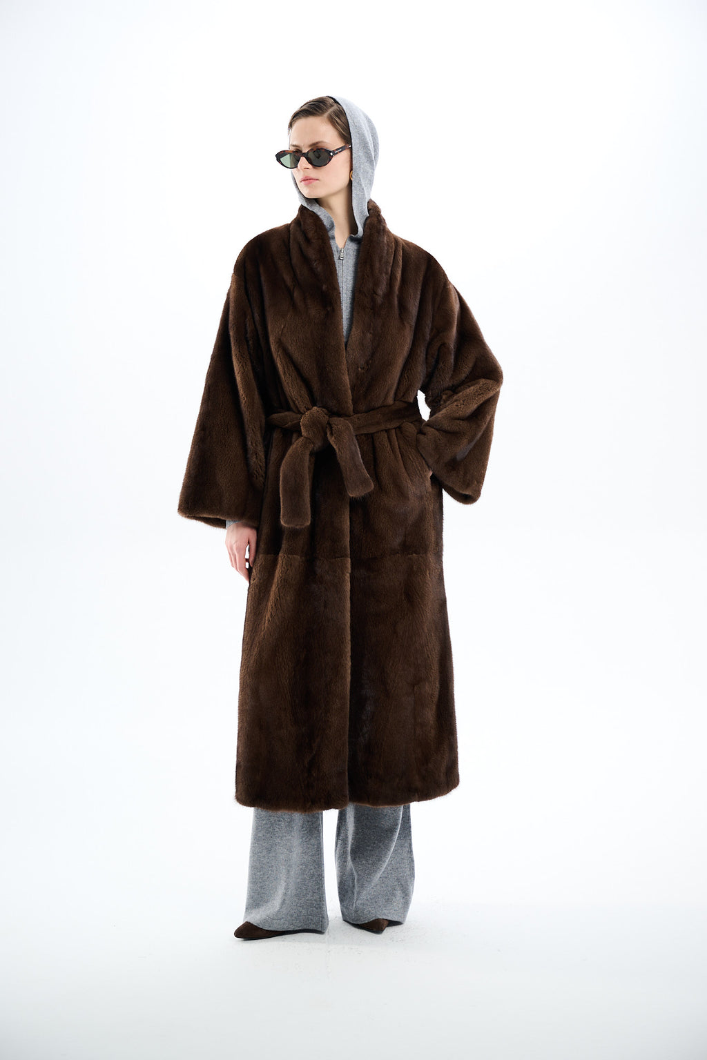 Kimono Long Pastel Mink Coat 135 cm