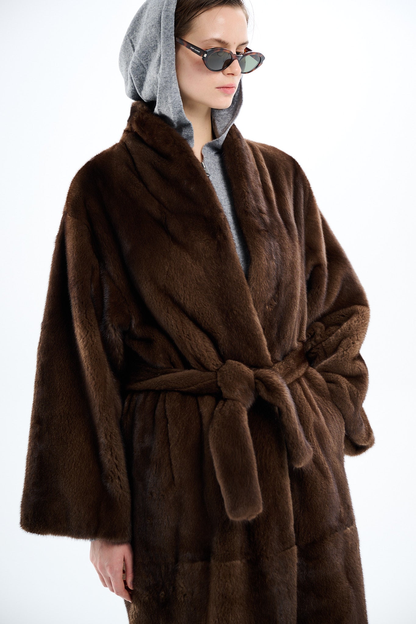 Kimono Long Pastel Mink Coat 135 cm