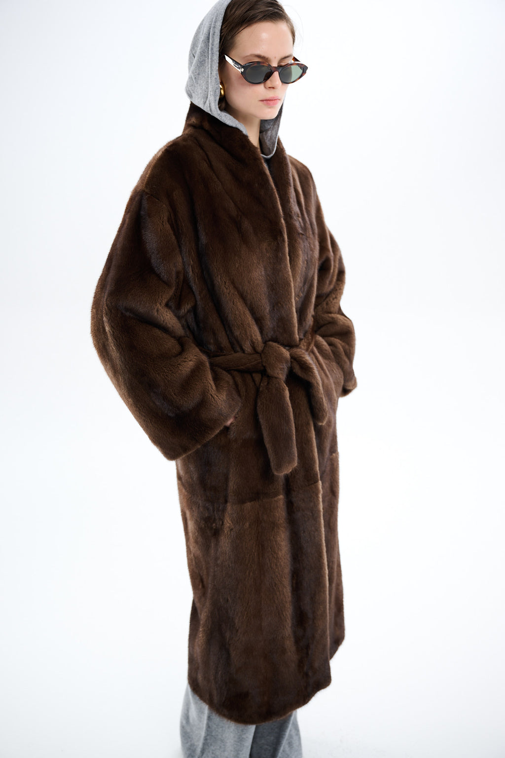 Kimono Long Pastel Mink Coat 135 cm