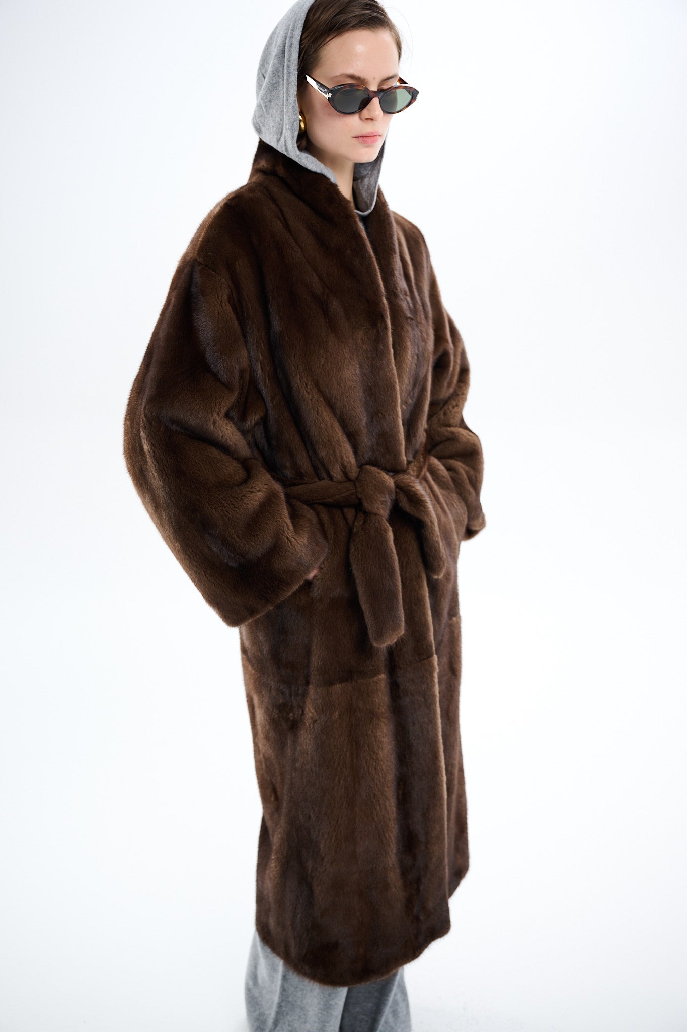 Kimono Long Pastel Mink Coat 135 cm