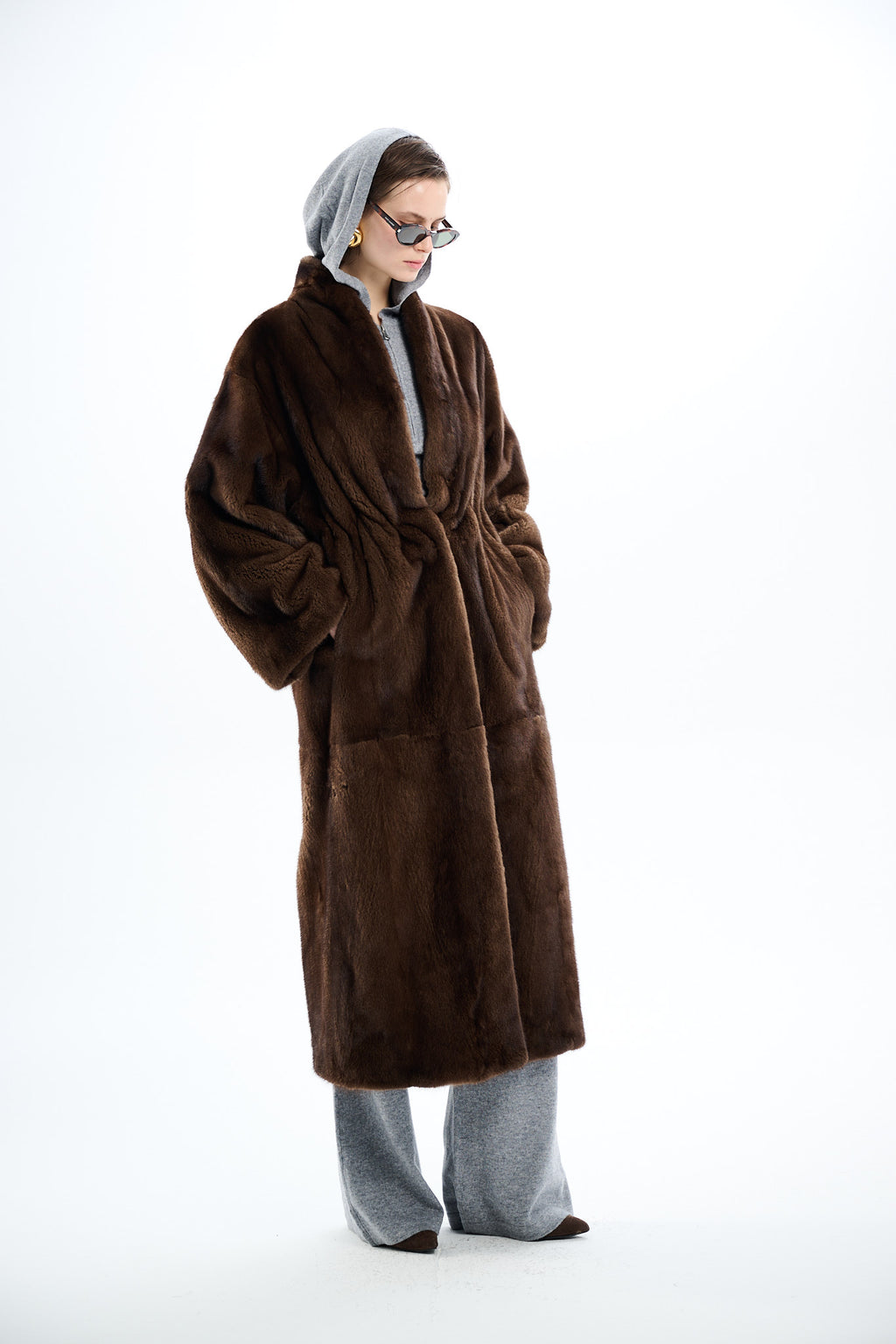 Kimono Long Pastel Mink Coat 135 cm