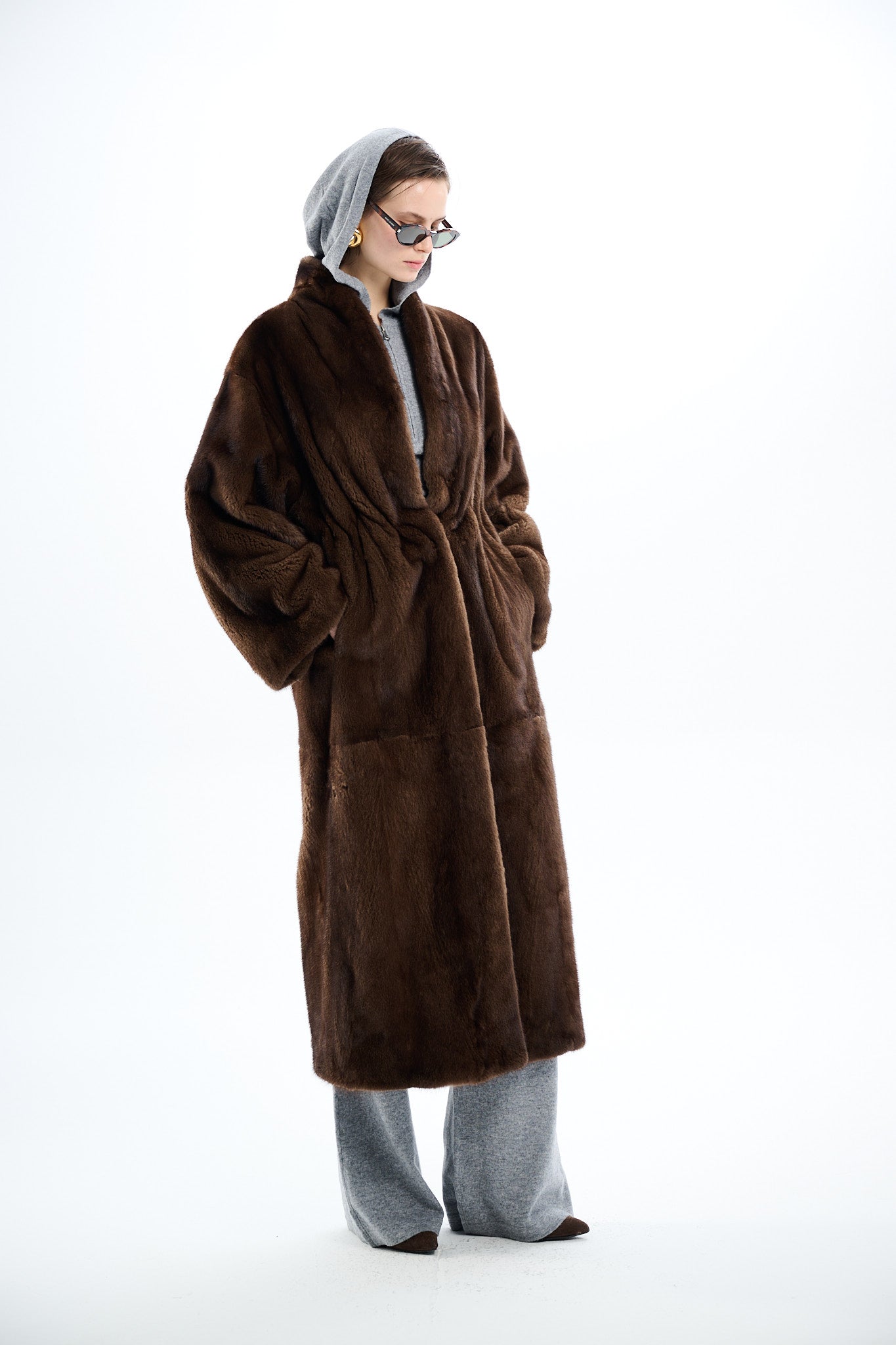 Kimono Long Pastel Mink Coat 135 cm