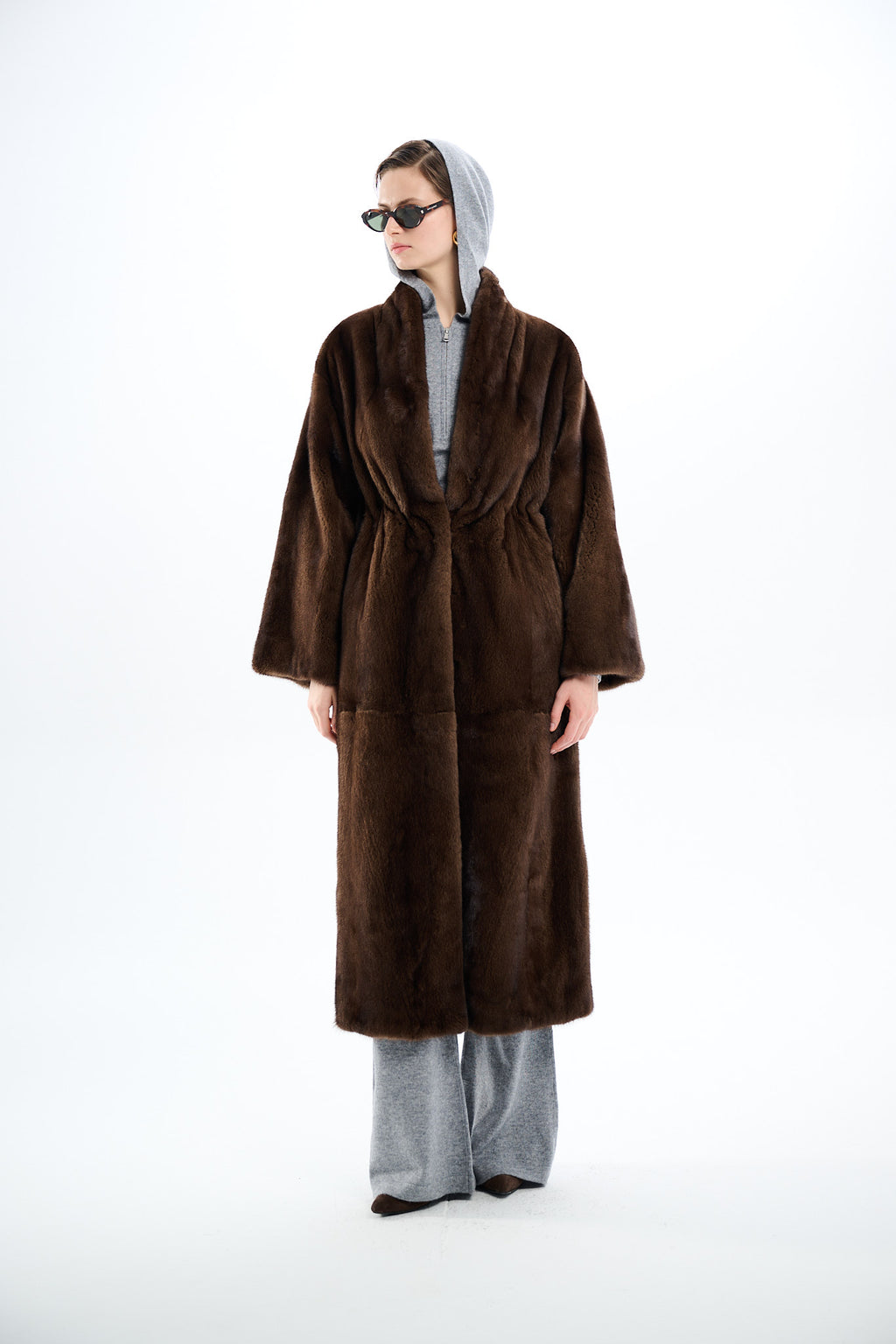 Kimono Long Pastel Mink Coat 135 cm