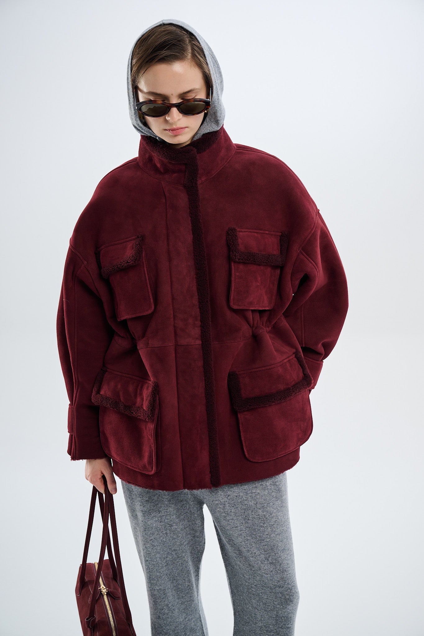 Shearling Bordeaux Parka 70 cm