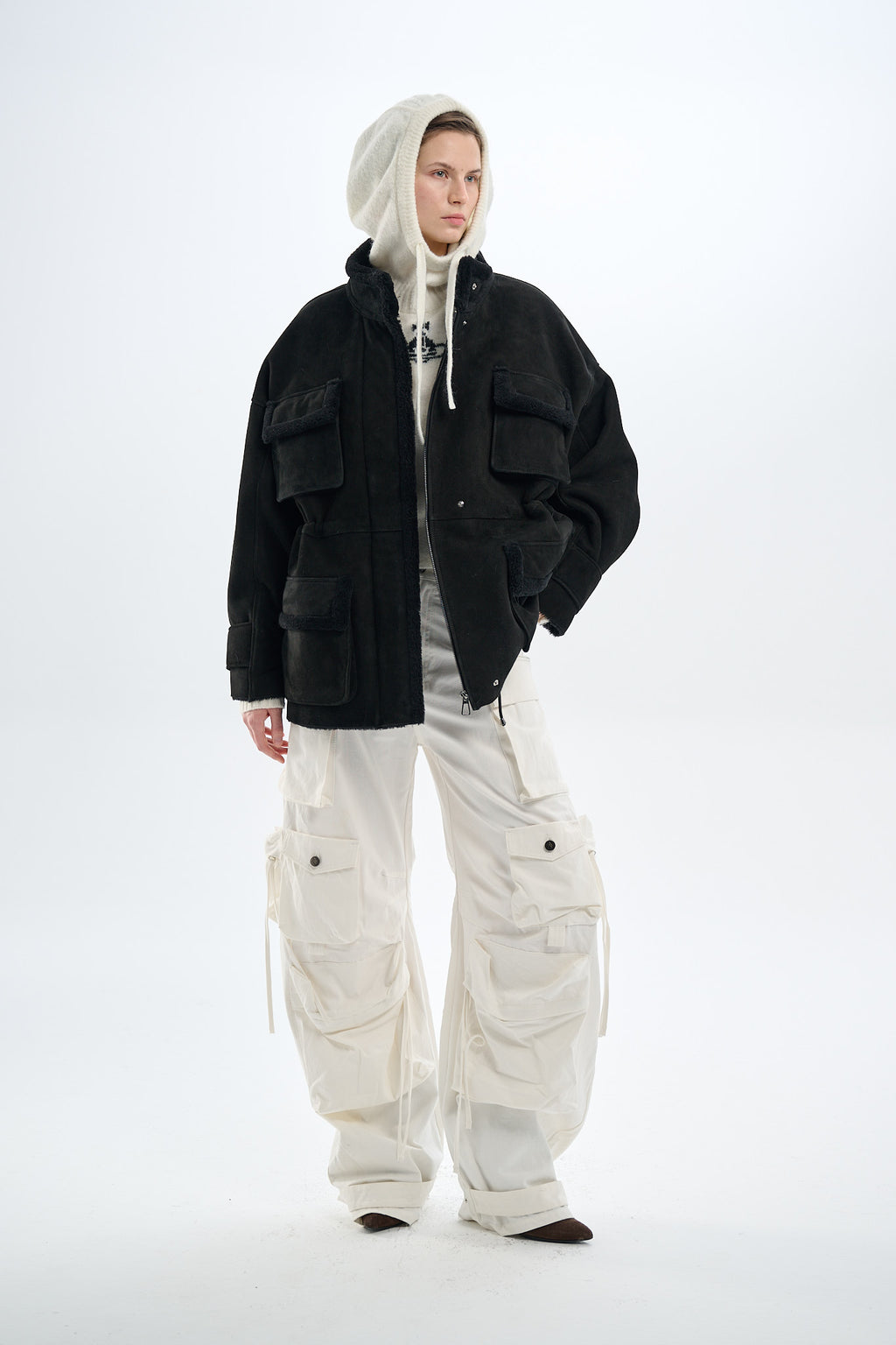 Shearling Black Suede Parka 70 cm