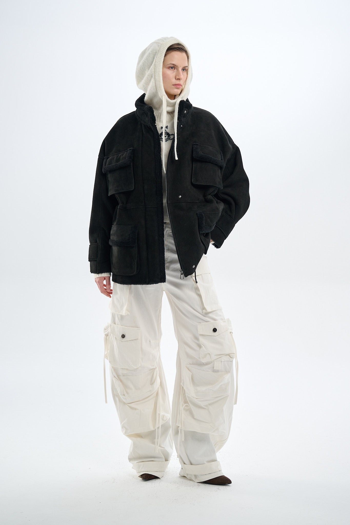 Shearling Black Suede Parka 70 cm