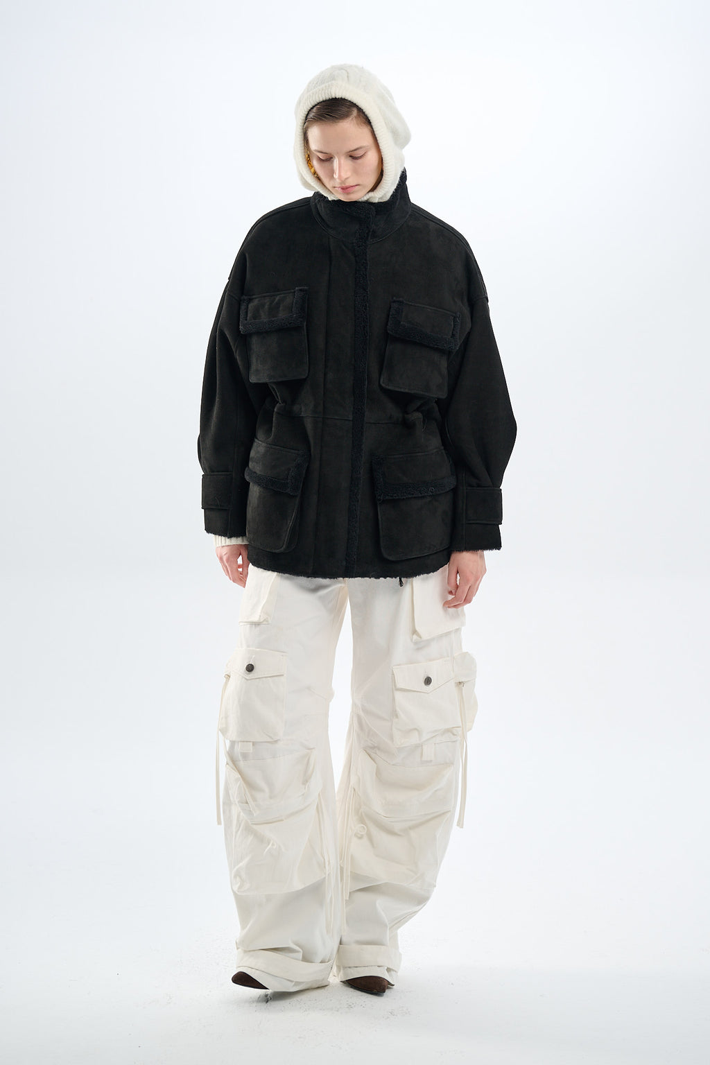 Shearling Black Suede Parka 70 cm
