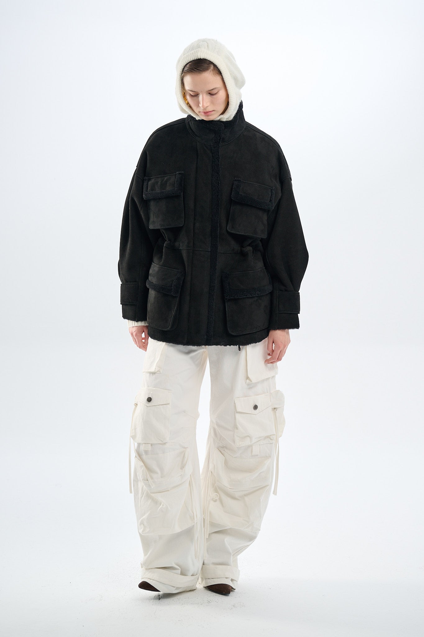 Shearling Black Suede Parka 70 cm