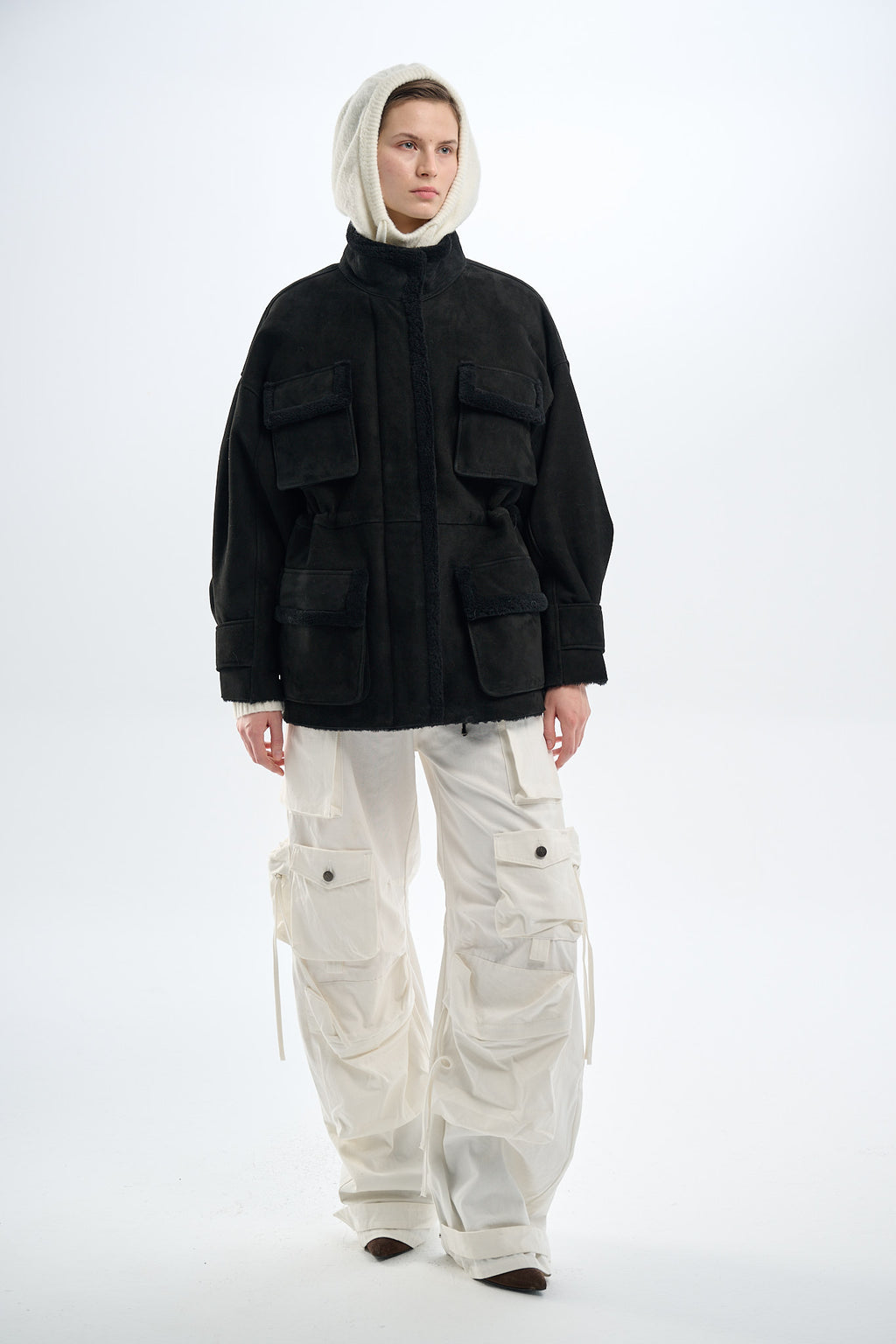 Shearling Black Suede Parka 70 cm