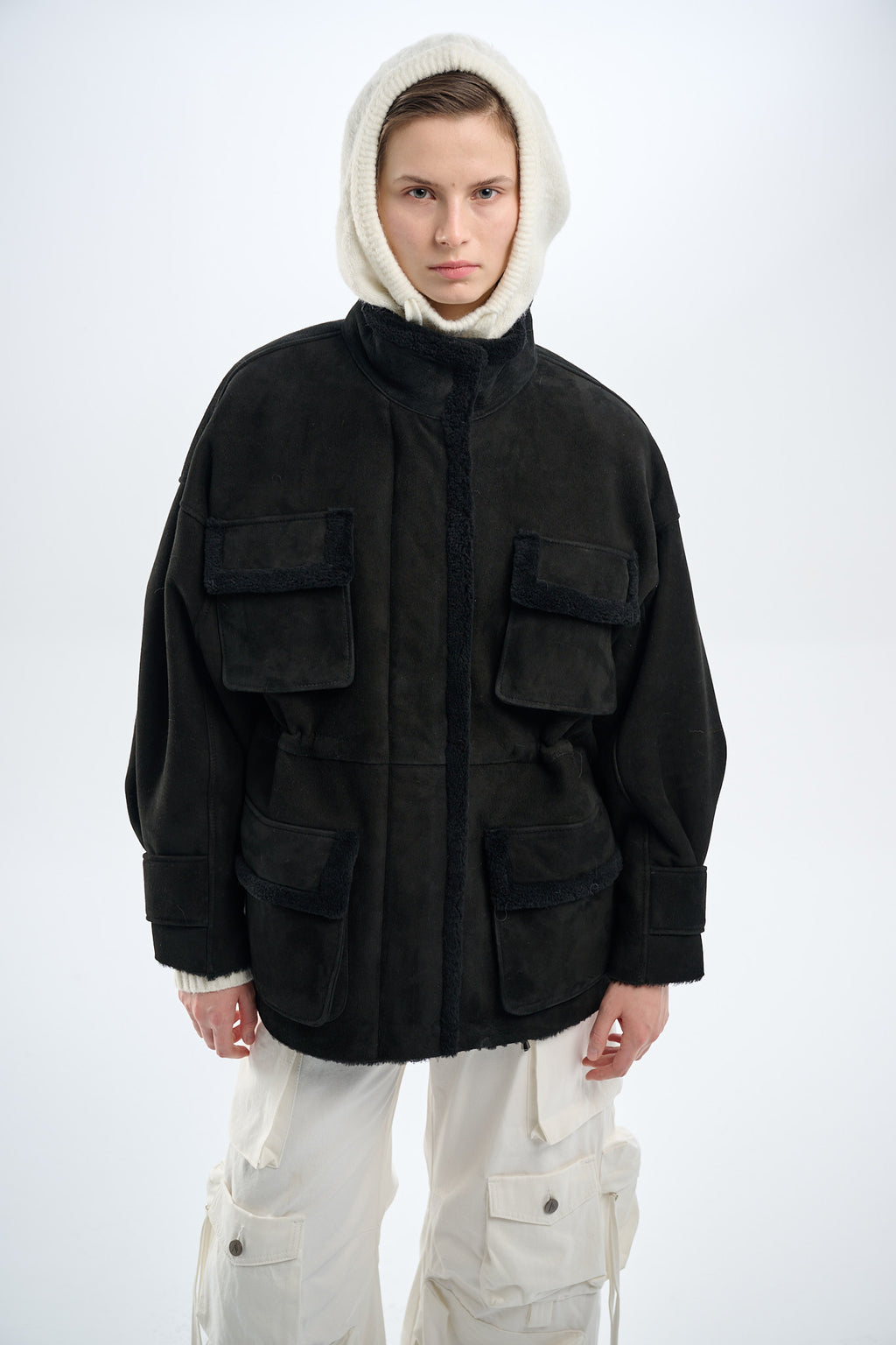 Shearling Black Suede Parka 70 cm