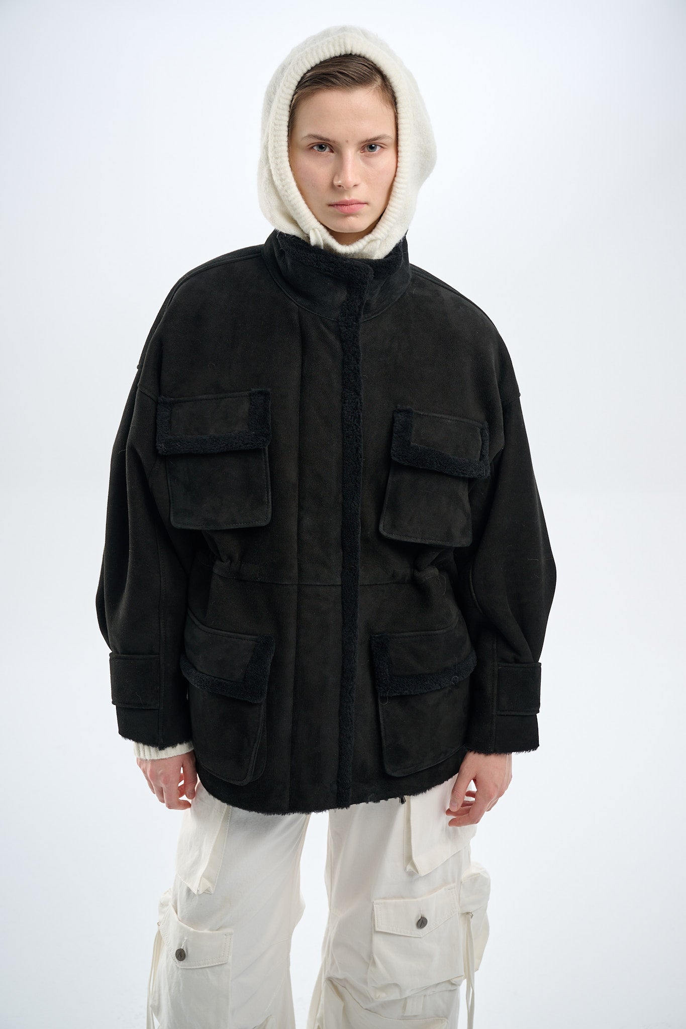 Shearling Black Suede Parka 70 cm