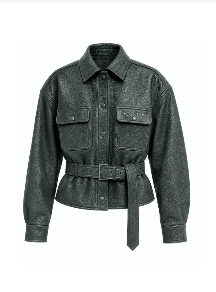 Leather Jacket with Belt