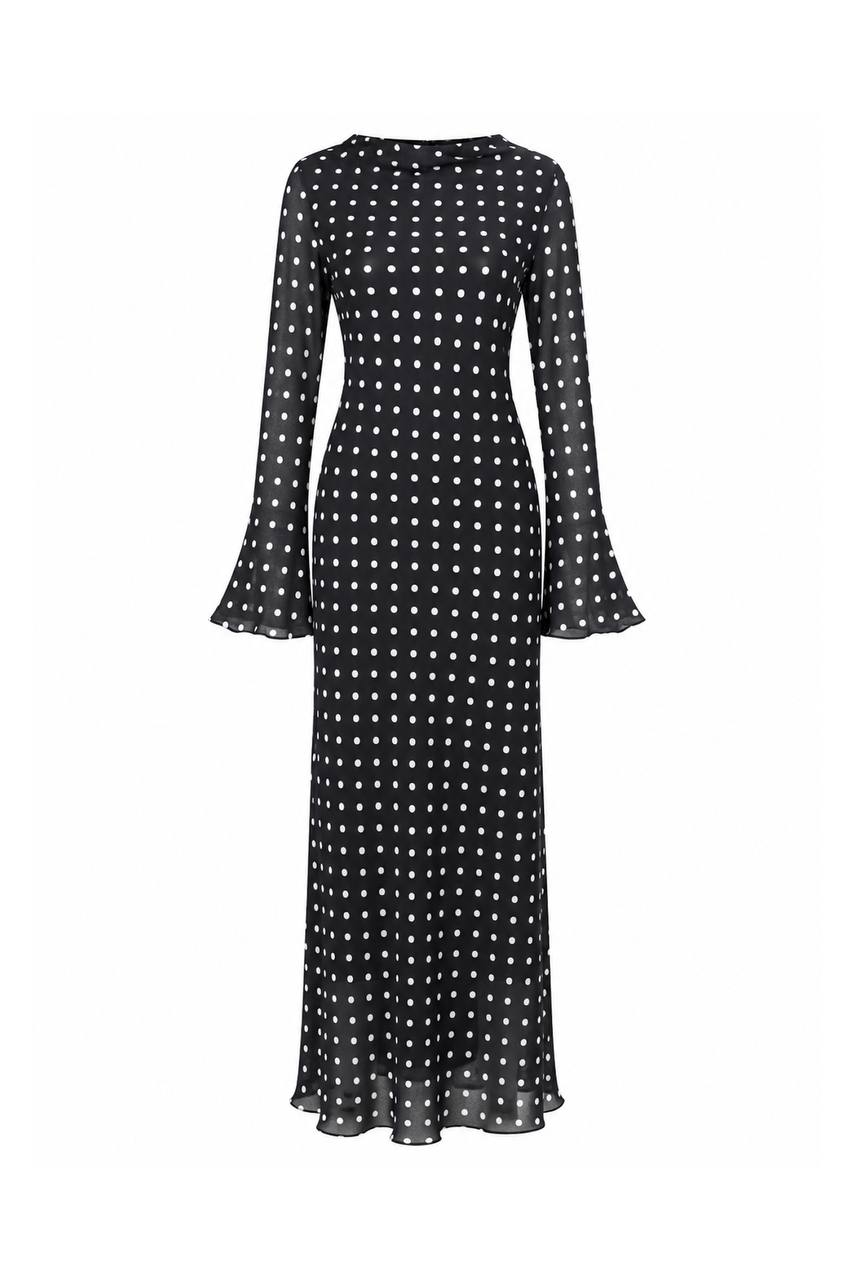 Long Polka Dot Silk Dress