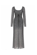 Long Polka Dot Silk Dress with Belt
