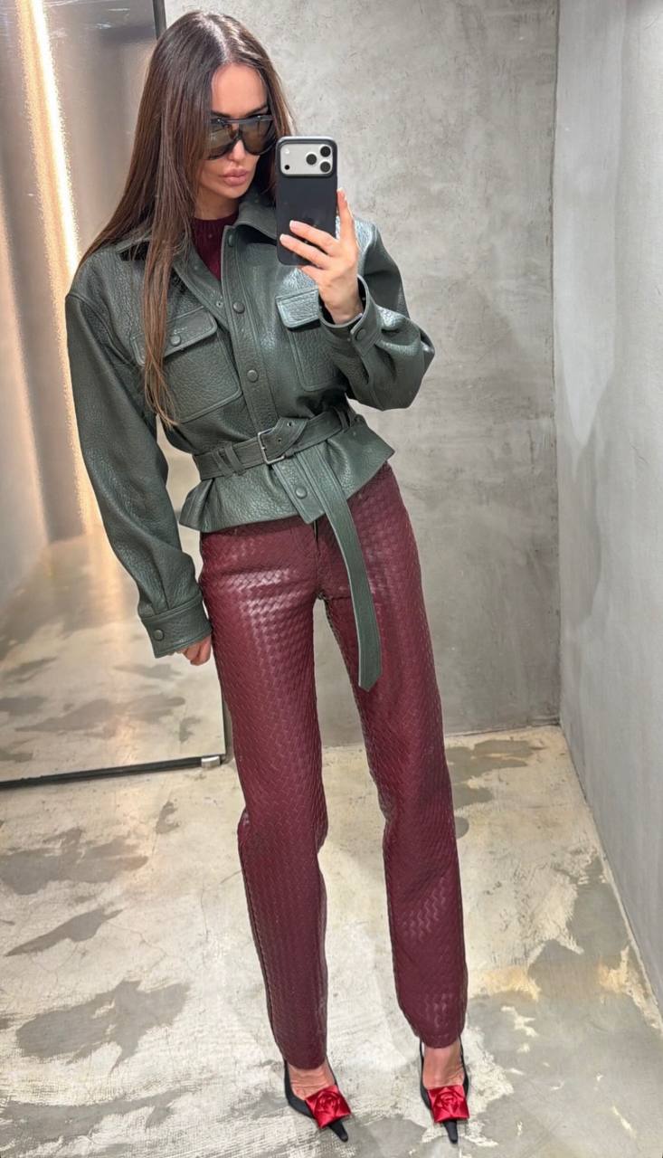 Leather Jacket with Belt