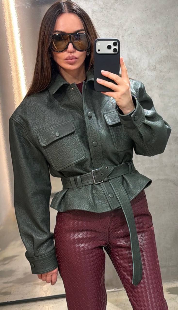 Leather Jacket with Belt